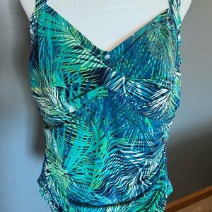 L.L. Bean Blue and Green Swim Top